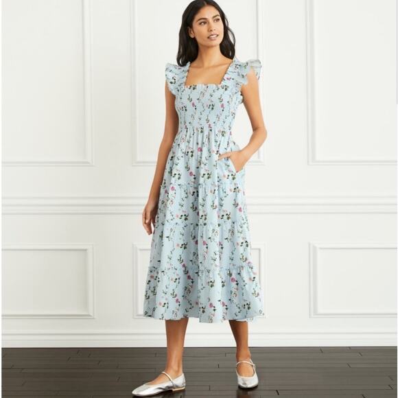 HILL HOUSE HOME Ellie Nap Dress Blue Pond Floral Print S - Picture 1 of 11